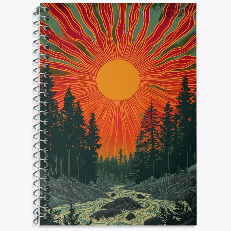 دفتر زبان دوخط 50 برگ خندالو طرح منظره غروب کد F3051