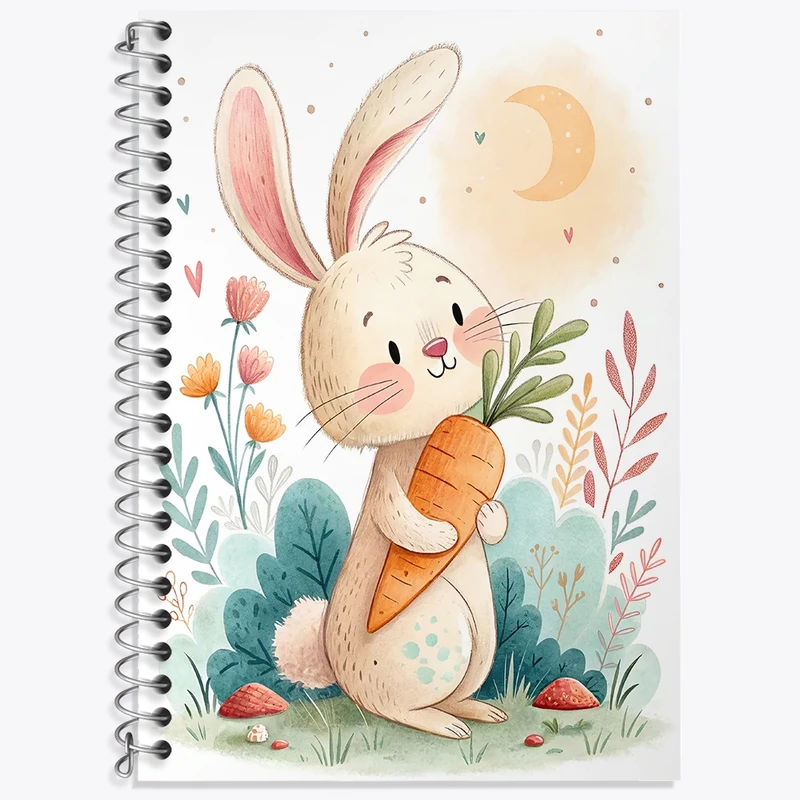 دفتر زبان 50 برگ خندالو مدل سه خط طرح خرگوش بامزه کد N6843