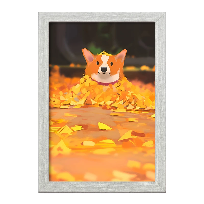 تابلو خندالو طرح سگ و پاییز کد F10617