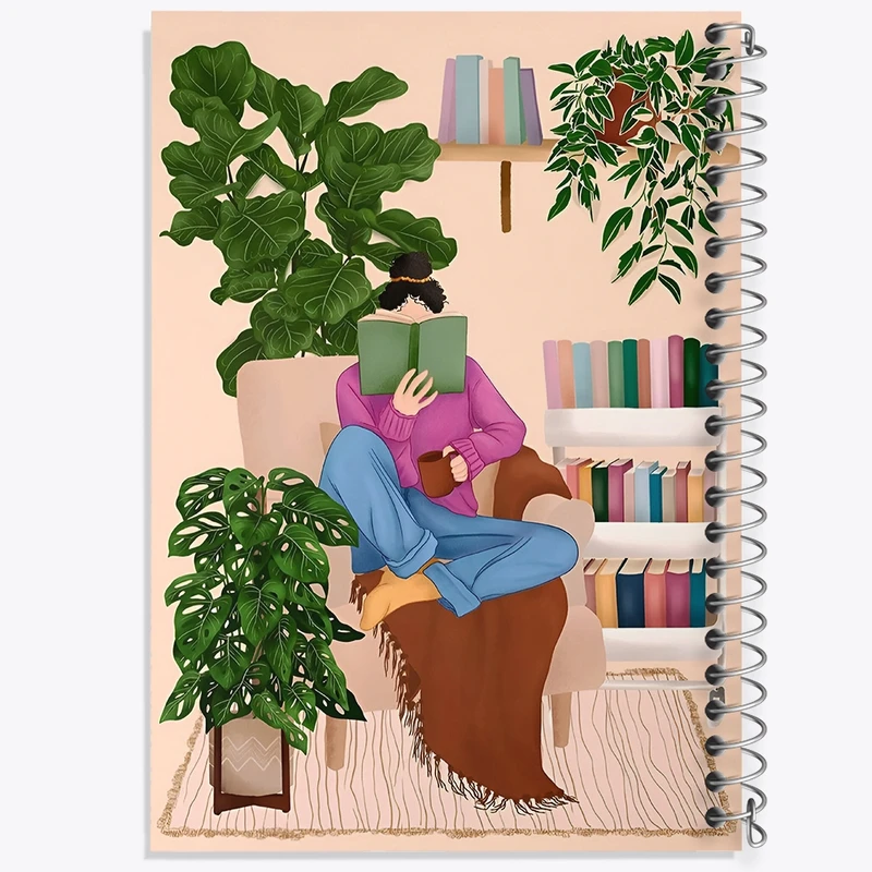 دفتر شطرنجی 50 برگ خندالو طرح دختر کتابخوان کد N6964