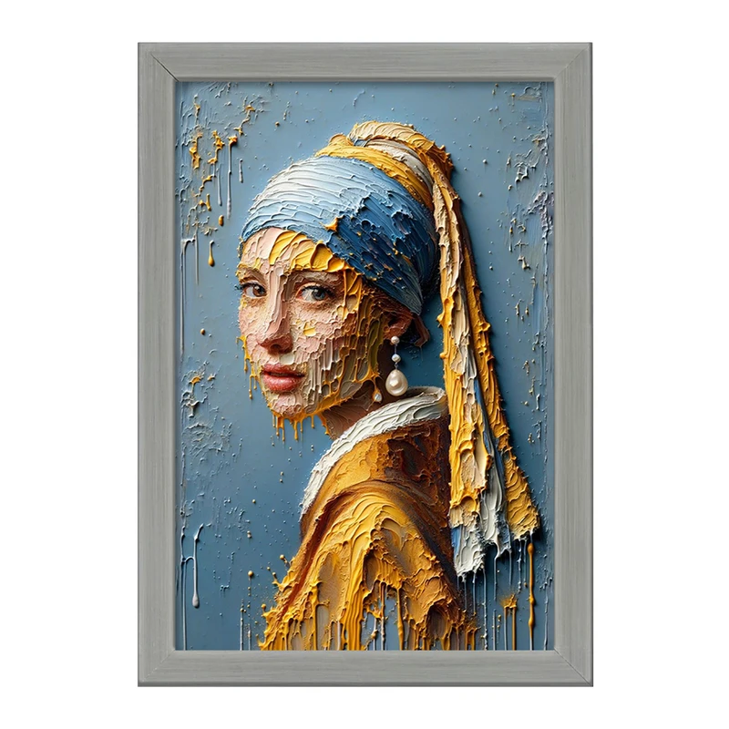 تابلو خندالو طرح دختری با گوشواره مروارید کد F1213