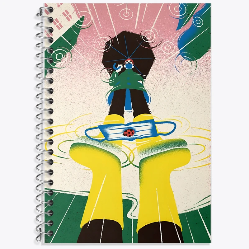 دفتر زبان 50 برگ خندالو مدل سه خط طرح روز بارانی کد F8928