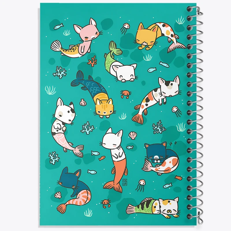 دفتر ژورنال نویسی 50 برگ خندالو مدل نقطه ای طرح پترن گربه ماهی کد N8303