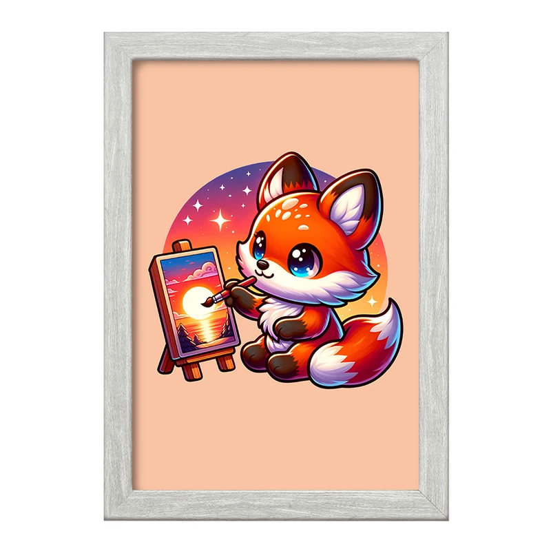 تابلو خندالو طرح روباه نقاش کد F7722