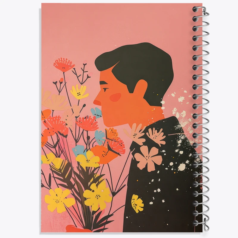 دفتر مشق 100 برگ خندالو طرح مرد و گل کد F3068