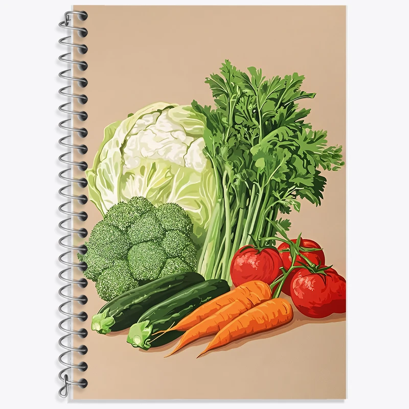 دفتر زبان 50 برگ خندالو مدل دو خط طرح سبزیجات کد F11847