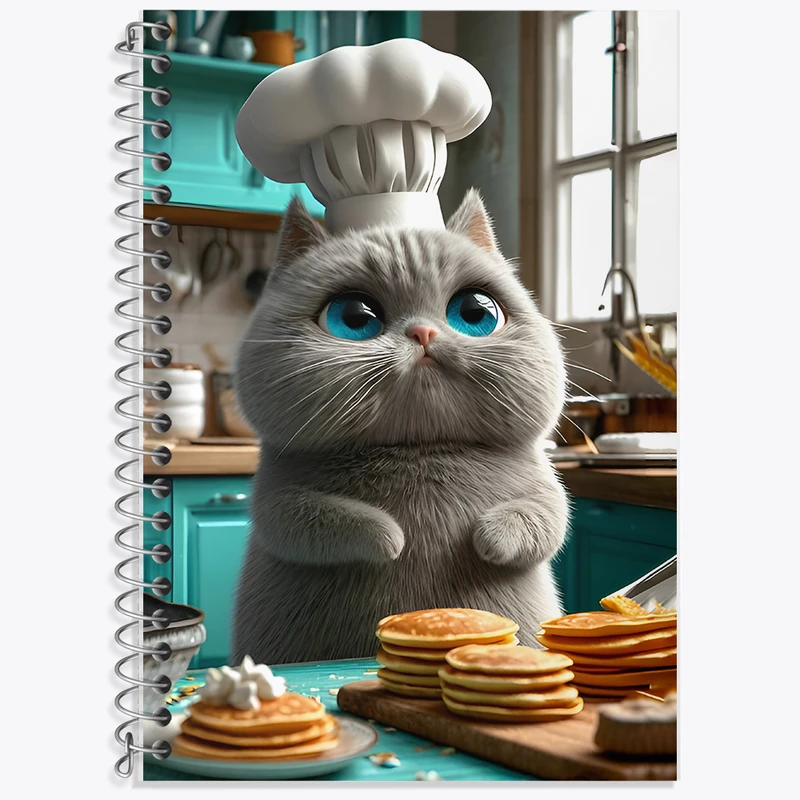 دفتر زبان دوخط 50 برگ خندالو طرح گربه آشپز کد F12797