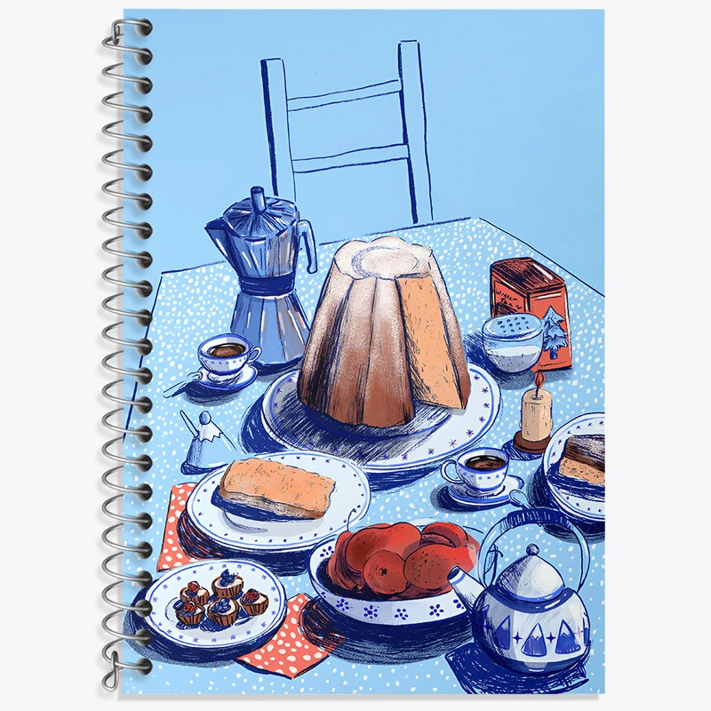 دفتر زبان 50 برگ خندالو مدل دو خط طرح میز صبحانه کد N8338