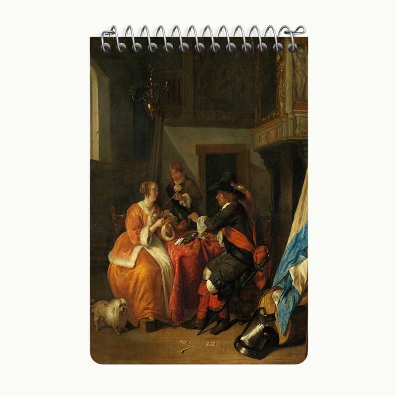 دفتر یادداشت 50 برگ خندالو طرح نقاشی بازی با ورق اثر گابریل متسو کد F12278