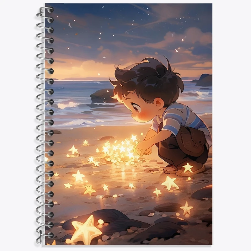 دفتر زبان 50 برگ خندالو مدل سه خط طرح پسرک و دریا کد F10995