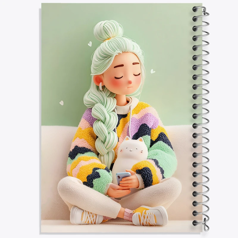 دفتر مشق 100 برگ خندالو طرح دخترانه بامزه کد N8368