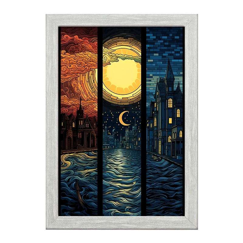 تابلو خندالو طرح منظره شب کد F3929