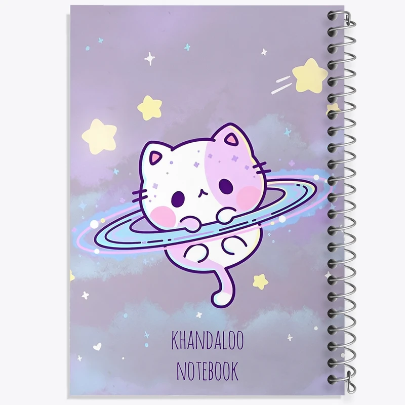 دفتر طراحی 50 برگ خندالو طرح گربه کهکشانی کد N8148