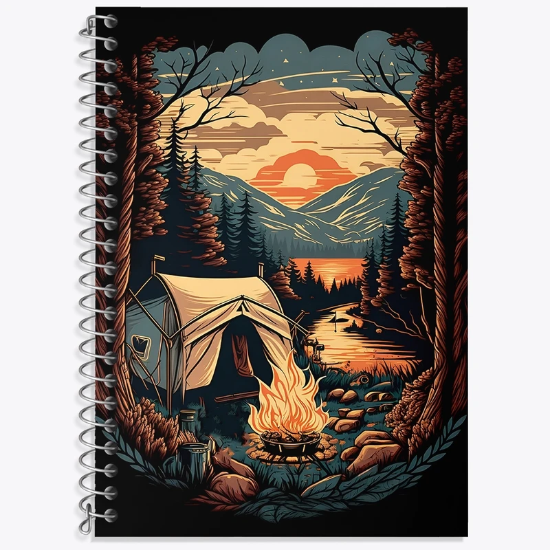 دفتر زبان 50 برگ خندالو مدل سه خط طرح کمپ در جنگل کد F4545