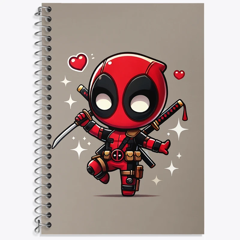 دفتر زبان 50 برگ خندالو مدل دو خط طرح ددپول مارول (Marvel) کد N6456