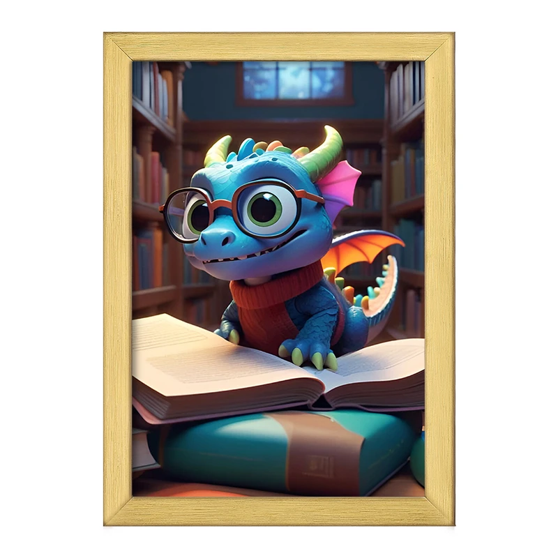 تابلو خندالو طرح اژدهای کتابخوان کد F7167