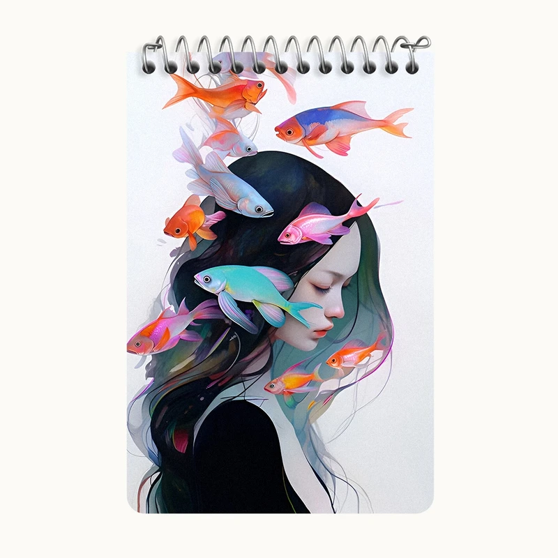 دفتر یادداشت 50 برگ خندالو طرح دختر و ماهی کد F4967