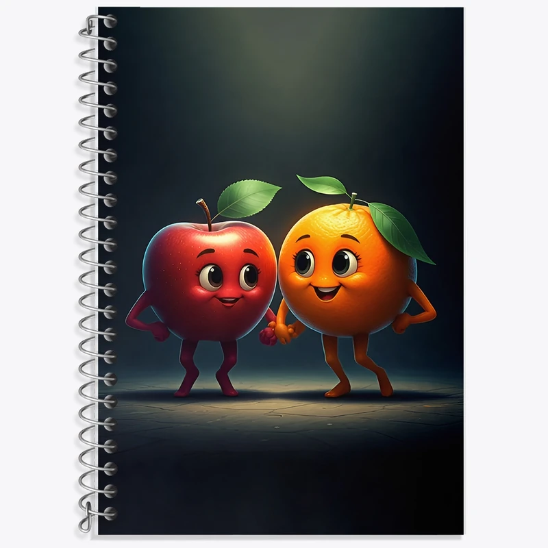 دفتر زبان 50 برگ خندالو مدل سه خط طرح سیب و پرتقال کد F11756