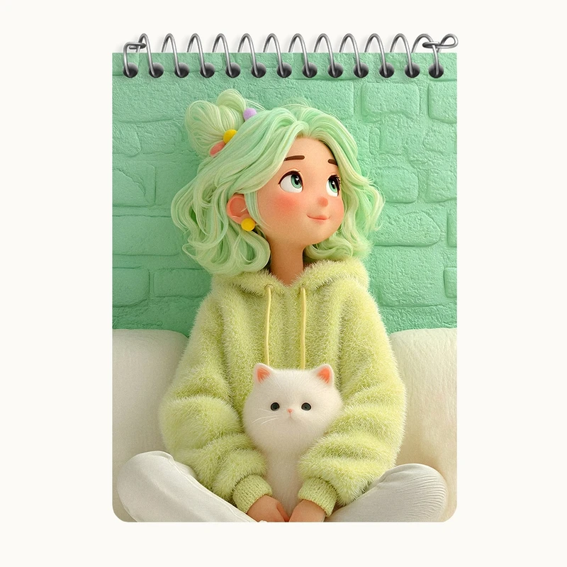 دفتر یادداشت 50 برگ خندالو طرح دخترانه فانتزی کد N9405