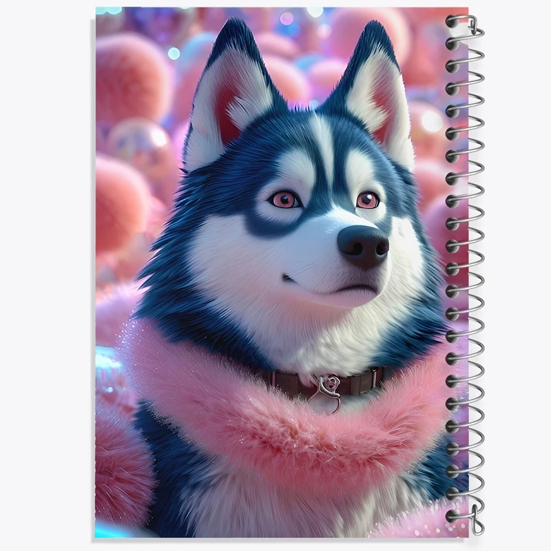 دفتر ژورنال نویسی 50 برگ خندالو مدل نقطه ای طرح سگ هاسکی کد F12794