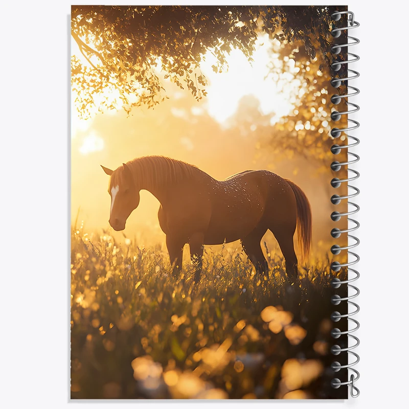 دفتر مشق 100 برگ خندالو طرح منظره غروب و اسب کد F14378