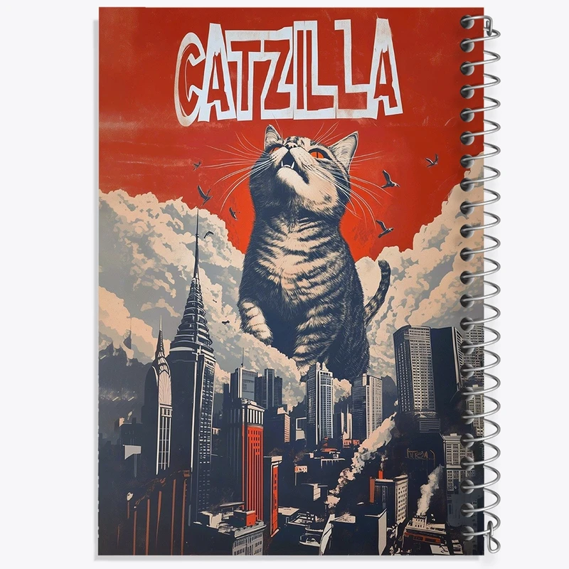 دفتر طراحی 50 برگ خندالو طرح کت زیلا (Catzilla) کد F13711