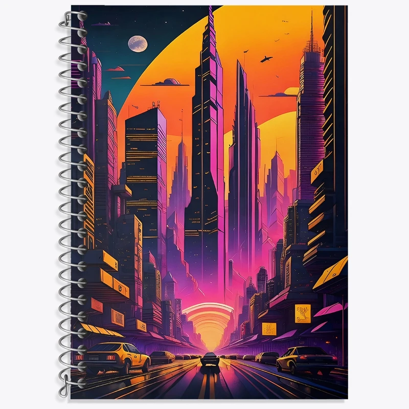 دفتر لغت 50 برگ خندالو طرح شهر آسمان خراش ها کد F4675