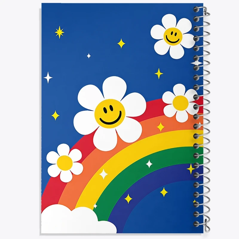 دفتر لیست خرید 50 برگ خندالو طرح گل و رنگین کمان کد N7222