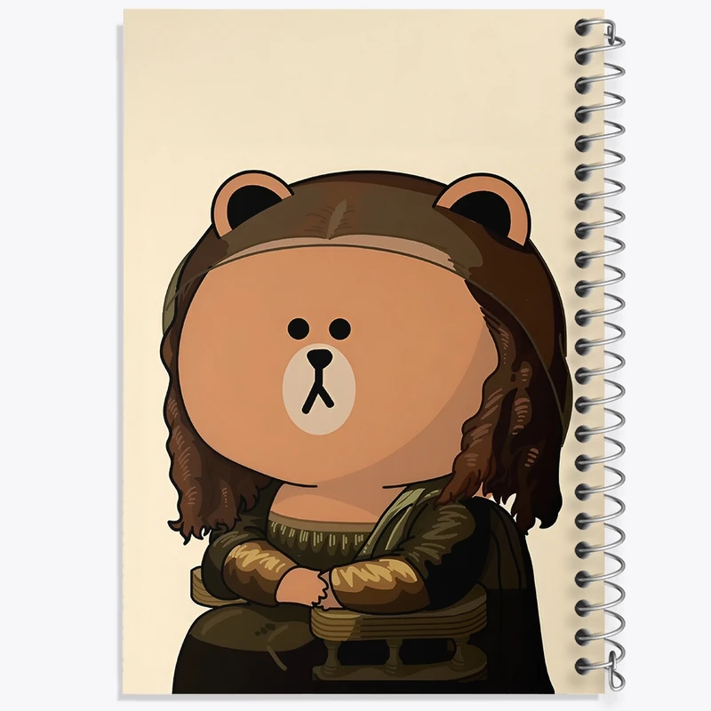 دفتر طراحی 50 برگ خندالو طرح خرس مونالیزا کد N4552