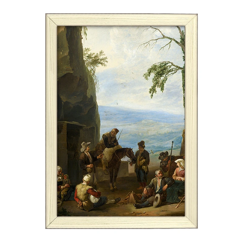 تابلو خندالو طرح نقاشی دهقانان در حال استراحت اثر یوهانس لینگلباخ کد F12402