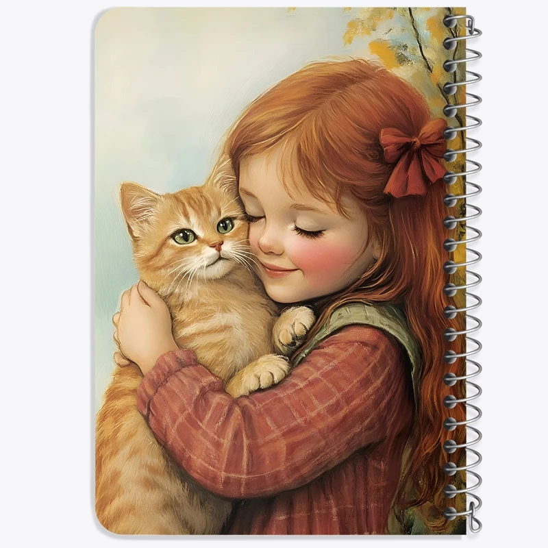دفتر یادداشت 50 برگ خندالو طرح دختر و گربه کد F5988