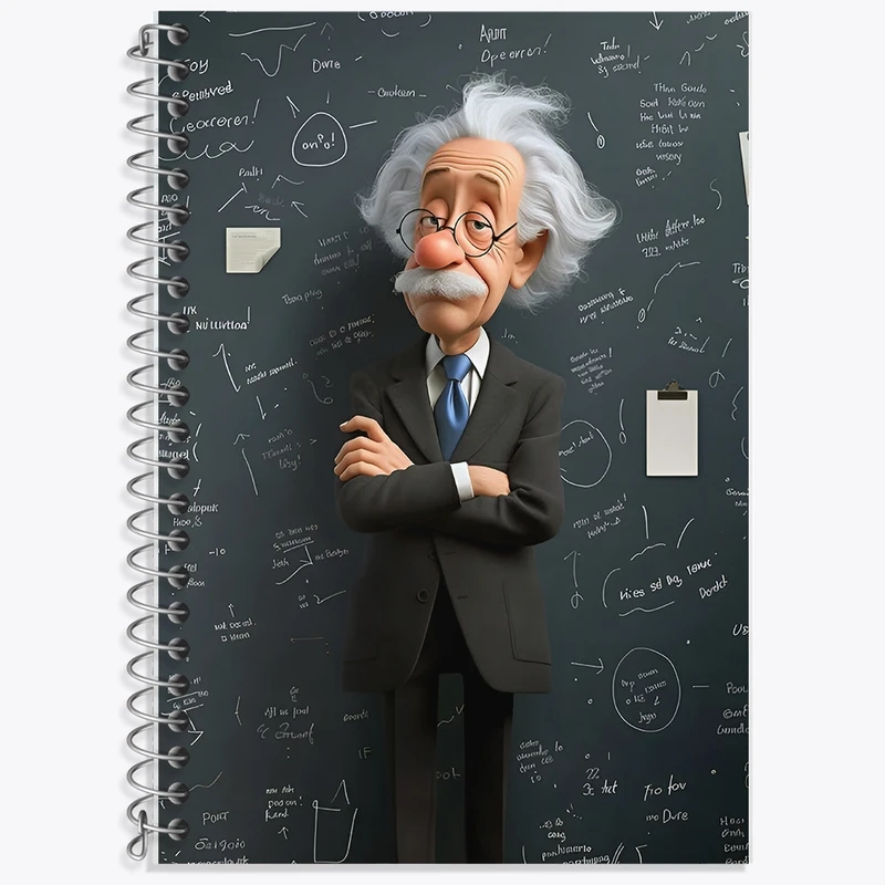 دفتر زبان 50 برگ خندالو مدل سه خط طرح آلبرت اینشتین (Albert Einstein) کد F14178