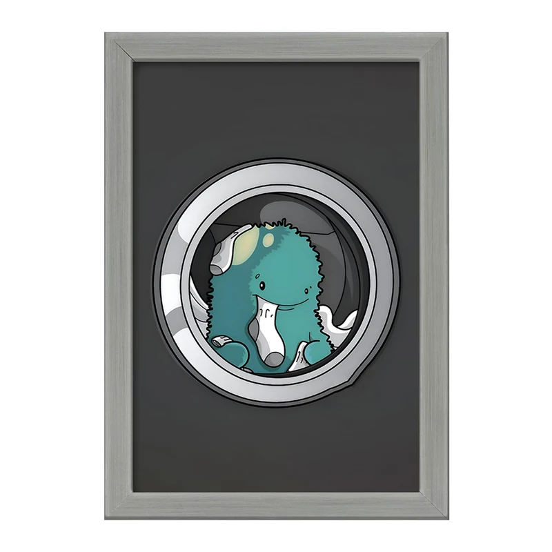 تابلو خندالو طرح هیولا در ماشین لباسشویی کد F10545