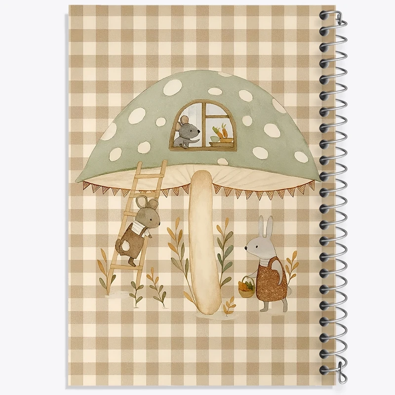 دفتر ژورنال نویسی 50 برگ خندالو مدل نقطه ای طرح خانواده موش های بامزه کد N8461