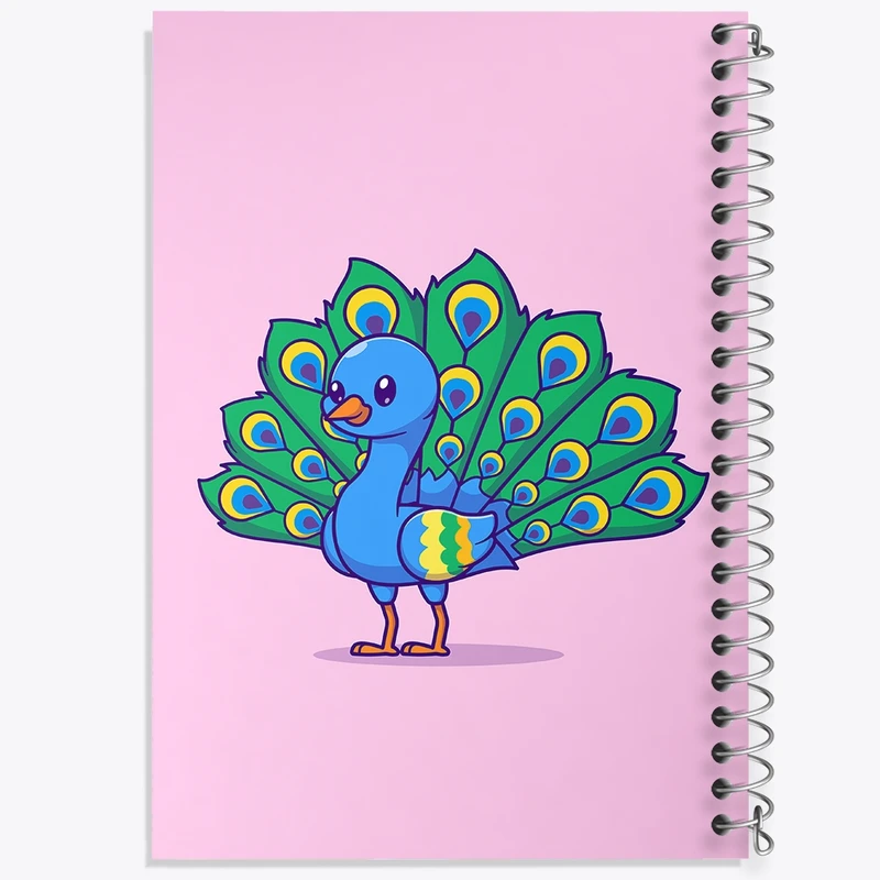 دفتر طراحی 50 برگ خندالو طرح حیوانات بامزه طاووس کد 29683