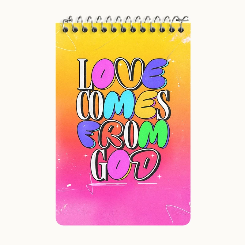 دفتر یادداشت 50 برگ خندالو طرح Love Comes From God کد F4945