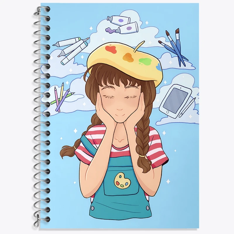 دفتر زبان 50 برگ خندالو مدل سه خط طرح دخترانه فانتزی کد N8228