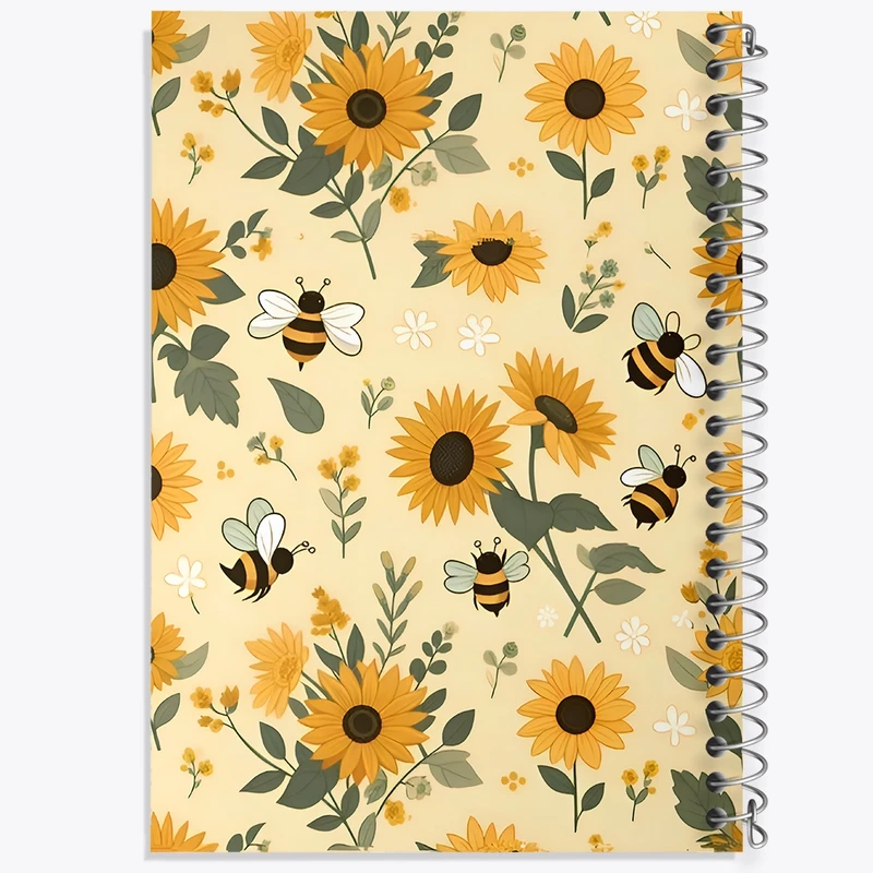 دفتر شطرنجی 50 برگ خندالو طرح گل آفتابگردان و زنبور کد N6486