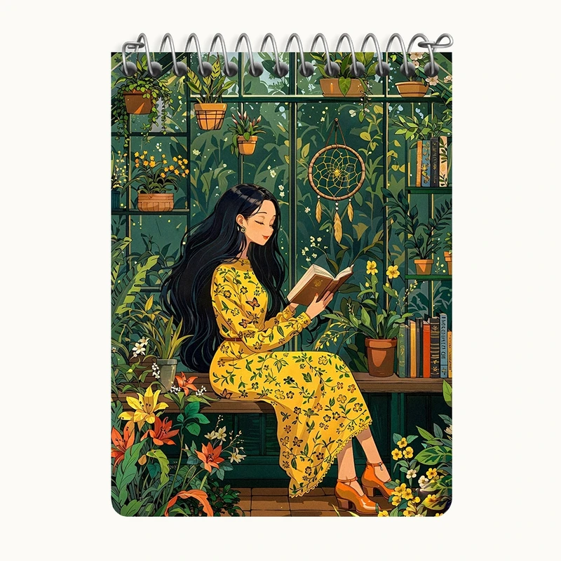 دفتر یادداشت 50 برگ خندالو طرح دختر کتابخوان کد N6294