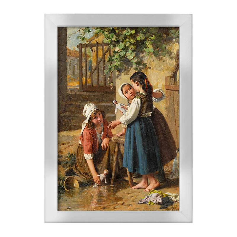 تابلو خندالو طرح نقاشی روز حمام عروسک اثر پیر ژان ادموند کستان کد F12367