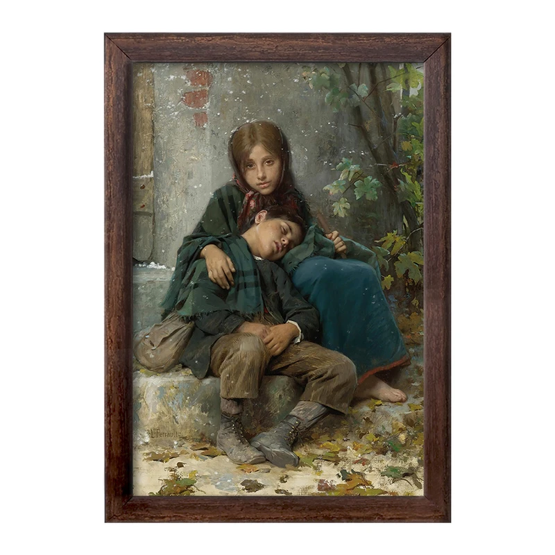 تابلو خندالو طرح نقاشی بیرون در سرما اثر لئون ژان باسیل پررو کد F12371