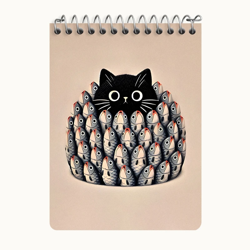 دفتر یادداشت 50 برگ خندالو طرح گربه و ماهی ها کد N6512