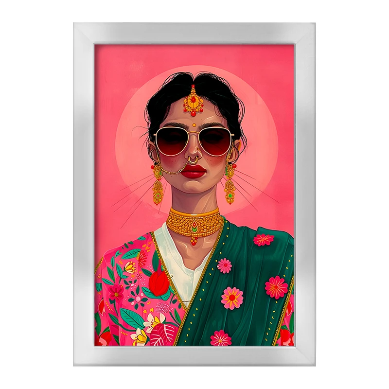 تابلو خندالو طرح دختر هندی کد F6022