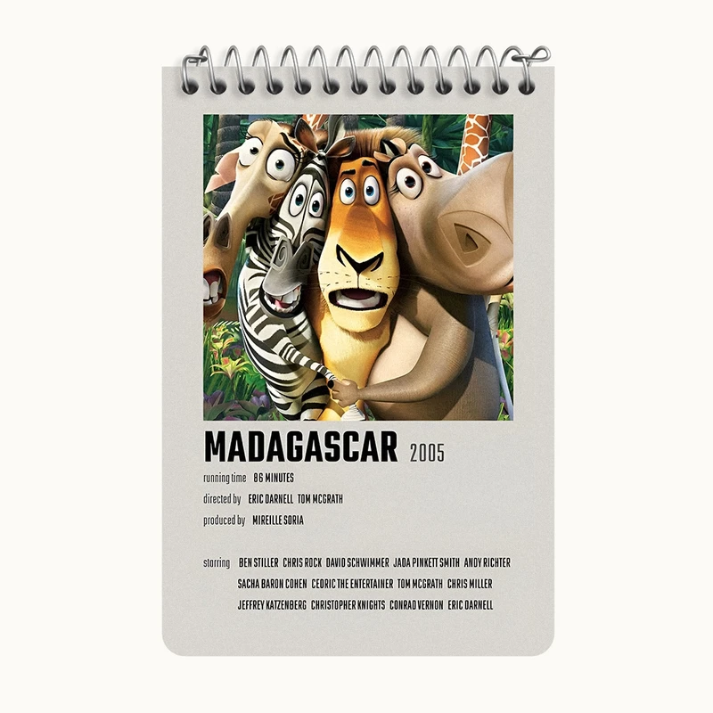 دفتر یادداشت 50 برگ خندالو طرح ماداگاسکار (Madagascar) کد F14207