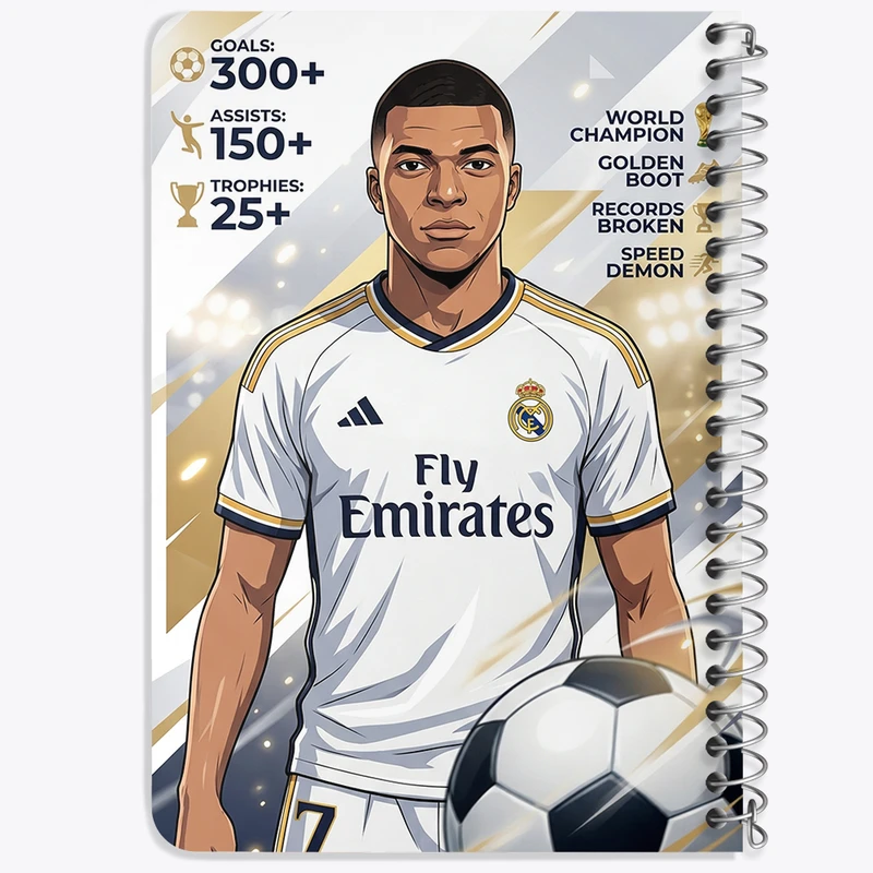 دفتر یادداشت 50 برگ خندالو طرح کیلیان امباپه (Kylian Mbappé) کد F14701