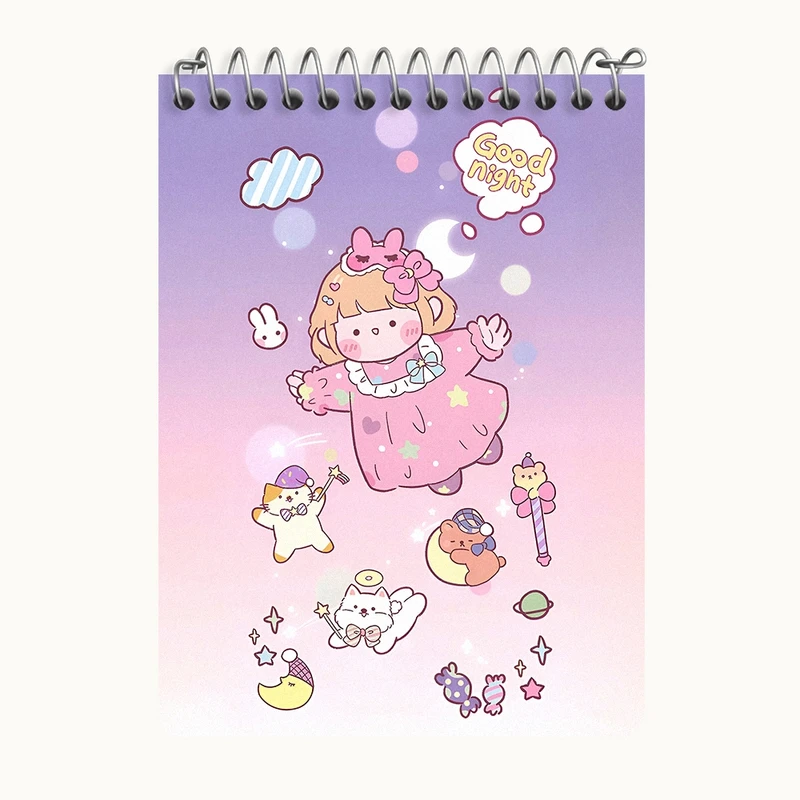 دفتر یادداشت 50 برگ خندالو طرح دخترانه کیوت کد N3965