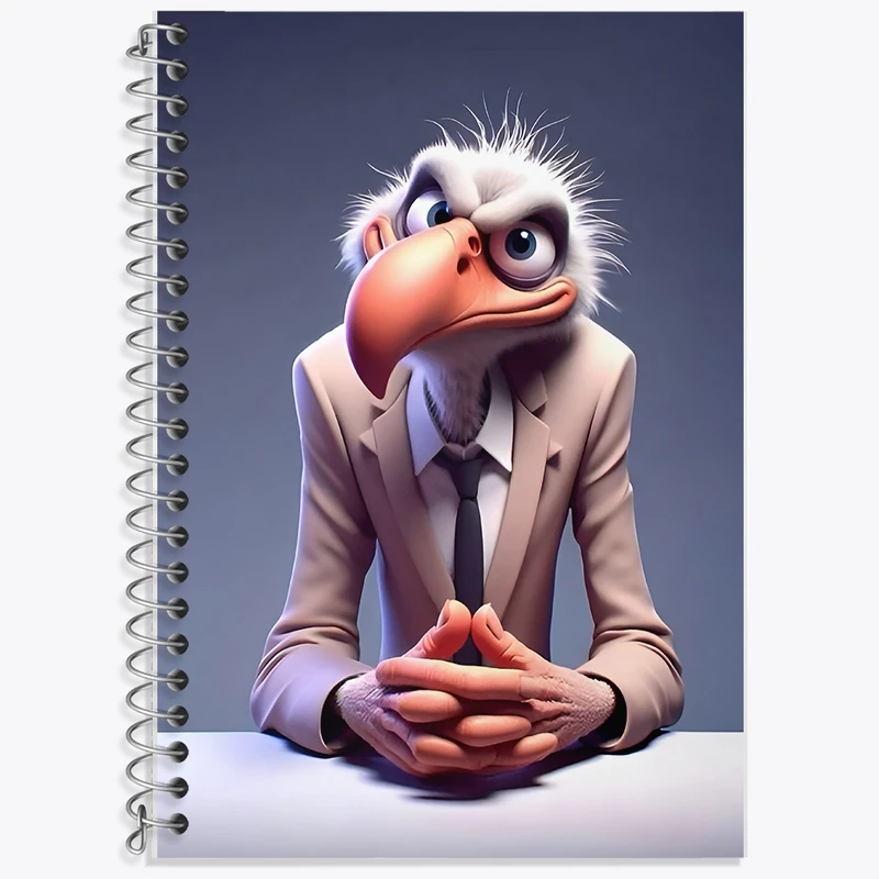 دفتر زبان 50 برگ خندالو مدل سه خط طرح کرکس کد F9515