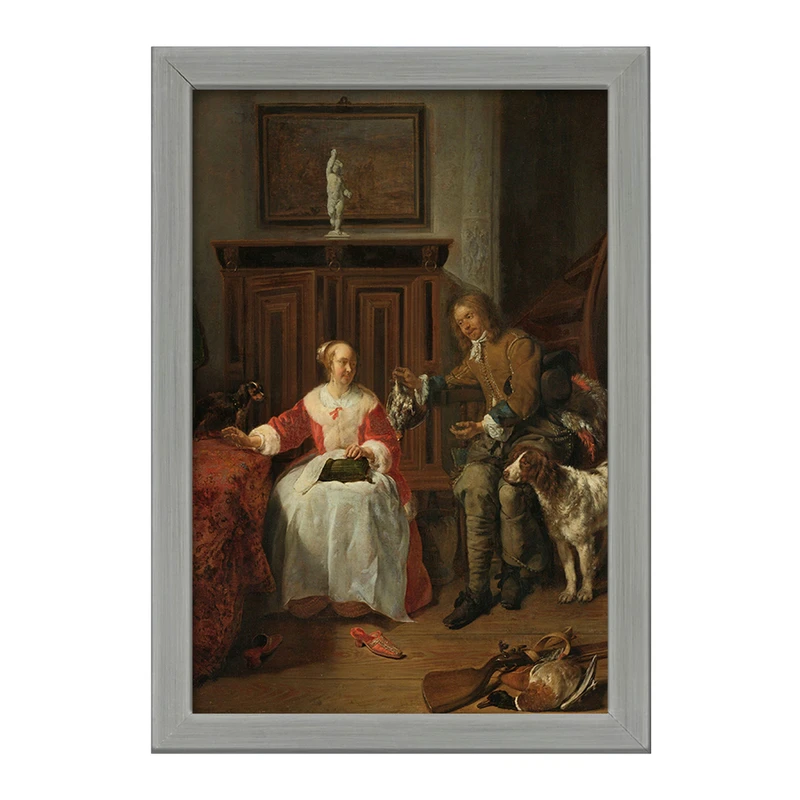 تابلو خندالو طرح نقاشی هدیه شکارچی اثر گابریل متسو کد F12280