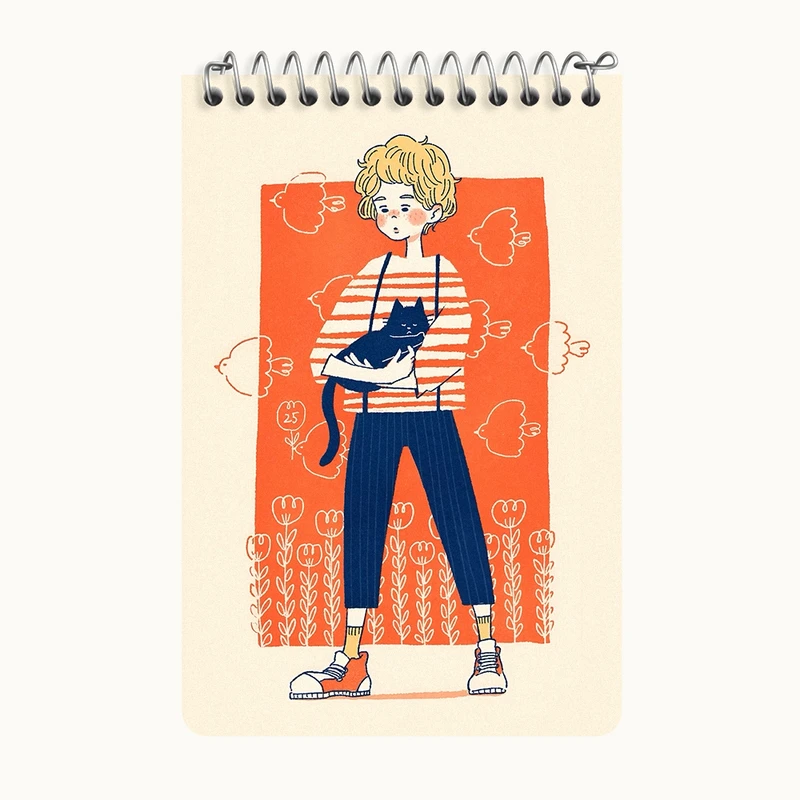 دفتر یادداشت 50 برگ خندالو طرح دختر و گربه کد F7374