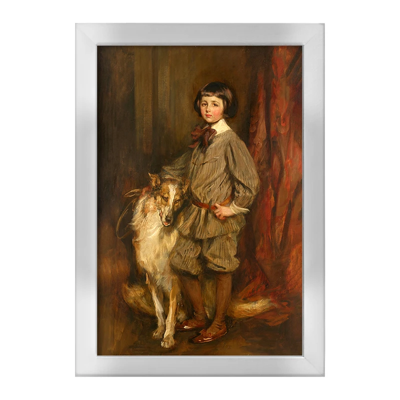 تابلو خندالو طرح نقاشی مردیث هاولند با سگش اثر جیمز جبوسا شانون       کد F12482